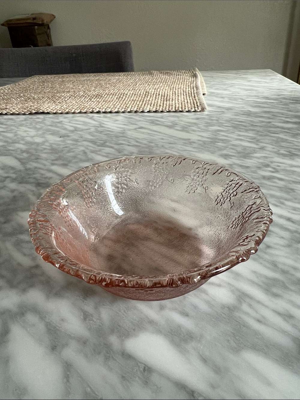Vintage Pink Glass Harvest Grape Bowl